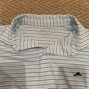 Vineyard Vines Men's Striped Polo Shirt - Light Blue and White